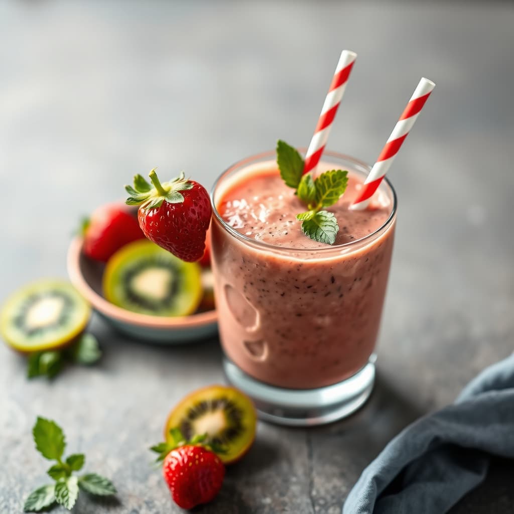 Jordbær- og kiwi-smoothie