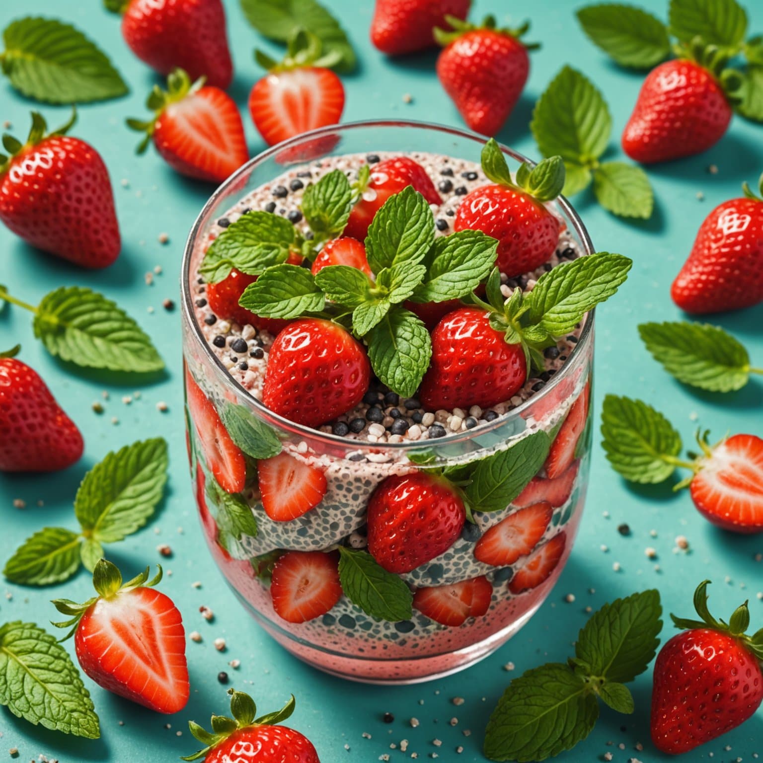 Jordbær- og myntefresca med chia