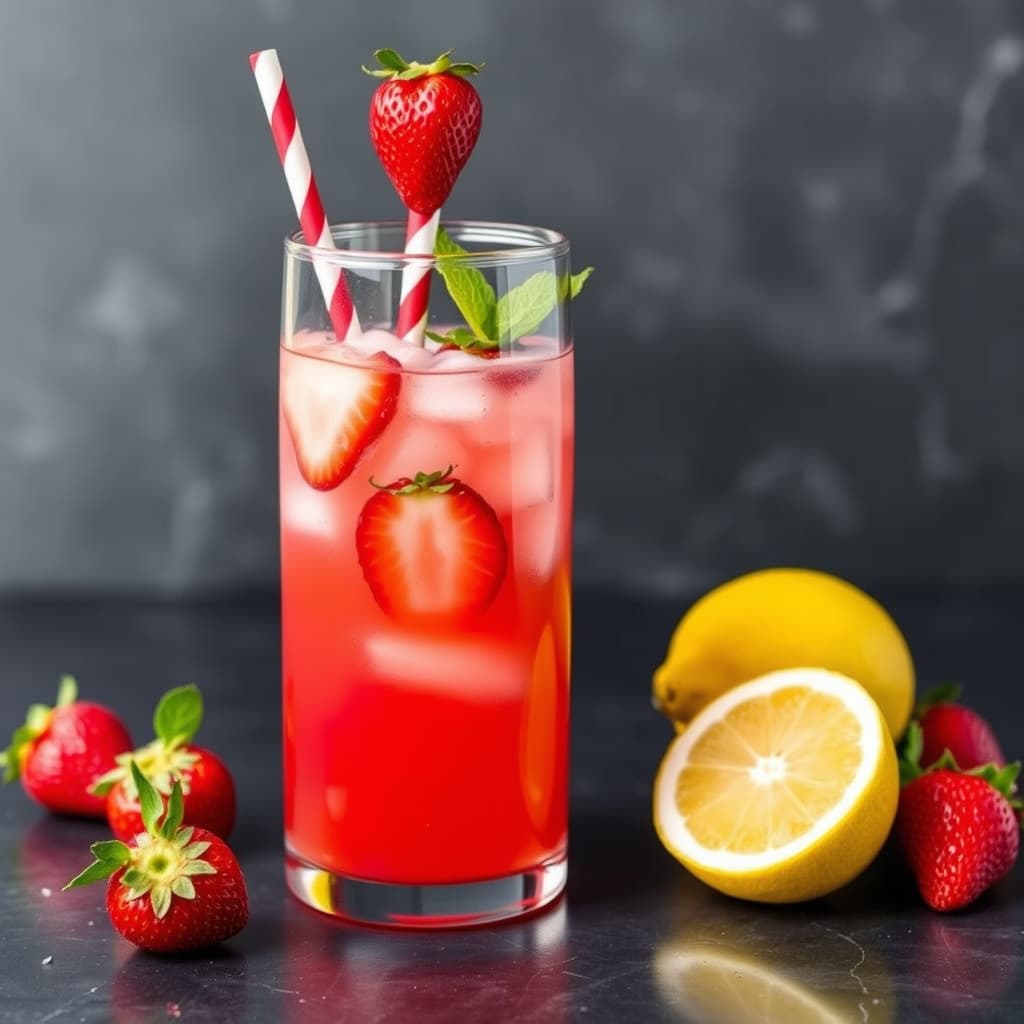 Jordbær- og sitronlimonadepunsj