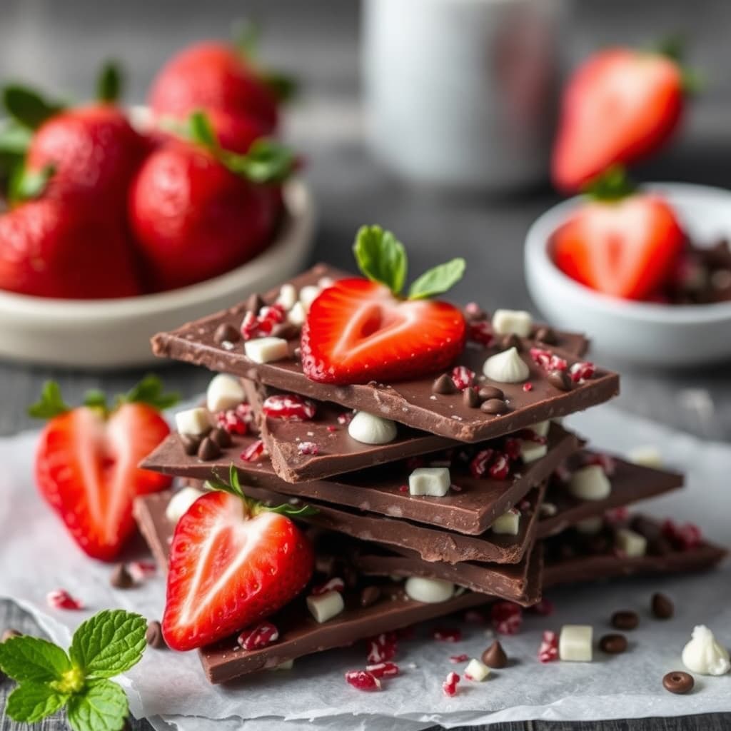 Jordbær- og sjokoladebark