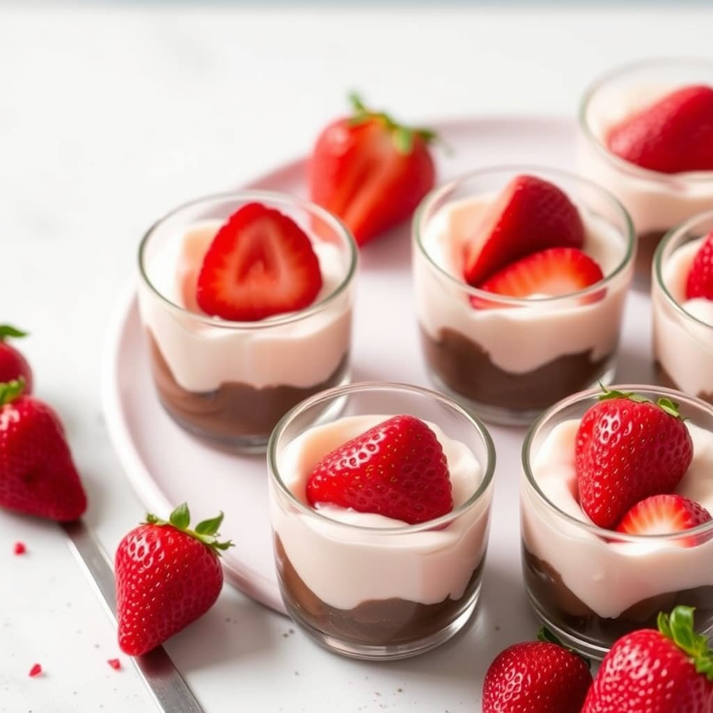 Jordbær- og sjokolademini-trifler