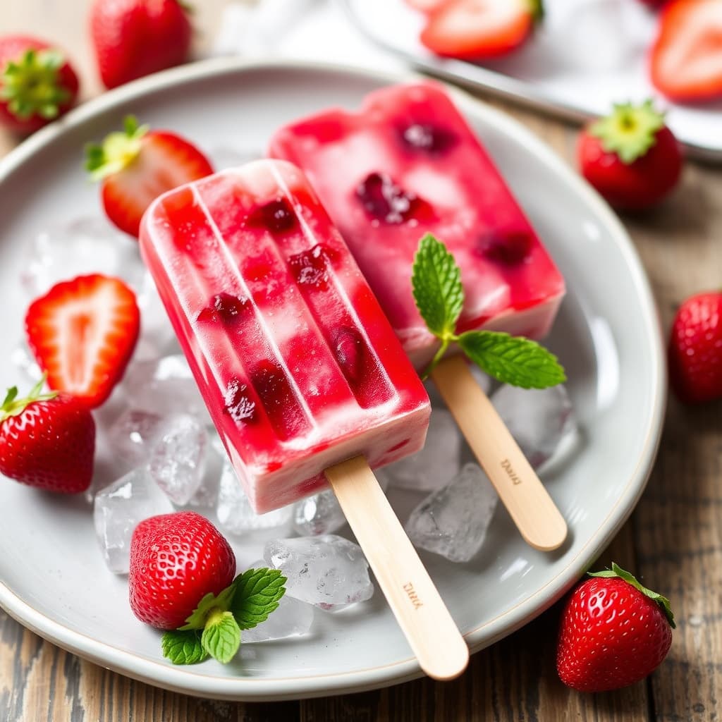 Jordbær- og tyttebærpopsicles