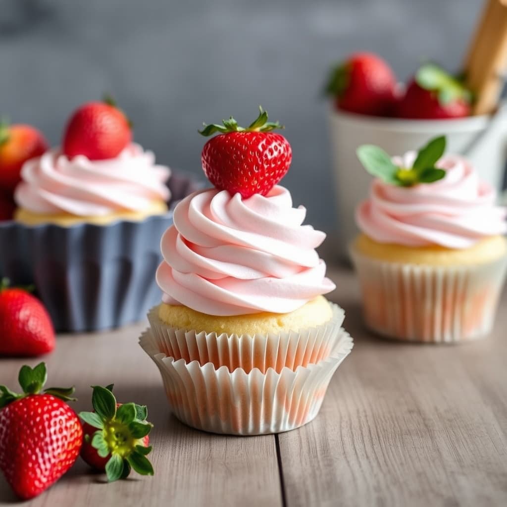 Jordbær Shortcake Cupcake