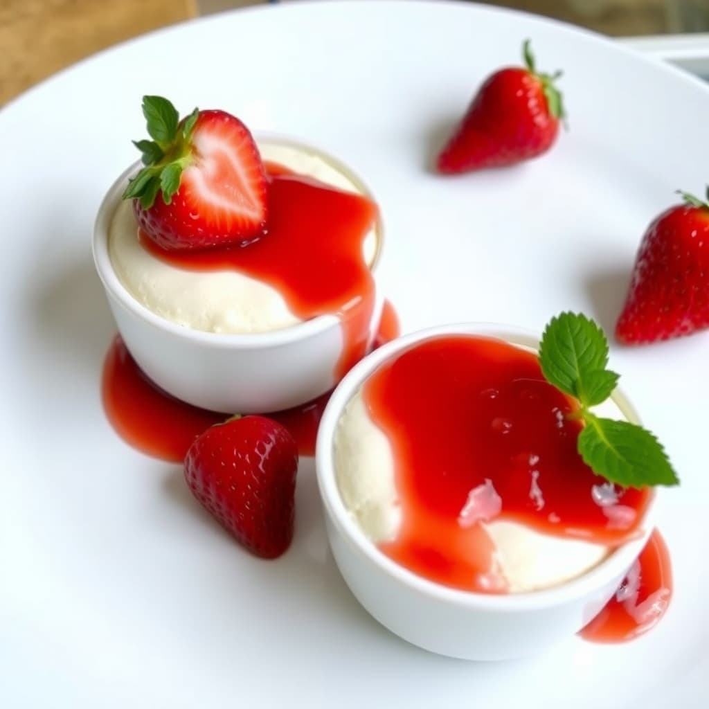 Jordbærpanna cotta med jordbærkompott