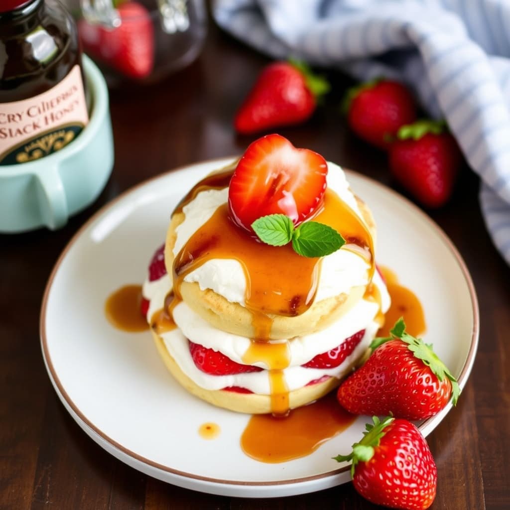 Jordbærshortcake med balsamico-honning