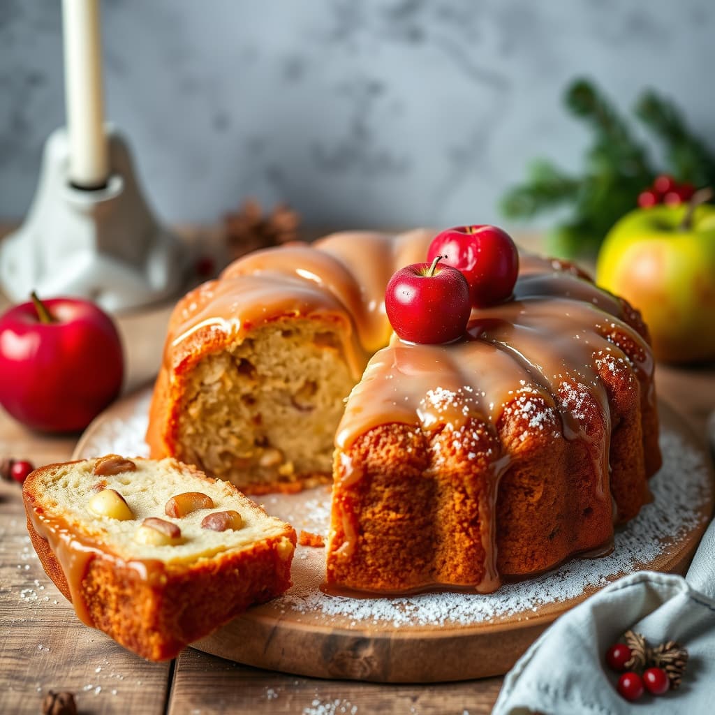 Juleglasert eplekake (Weihnachten Gedeckter Apfelkuchen)