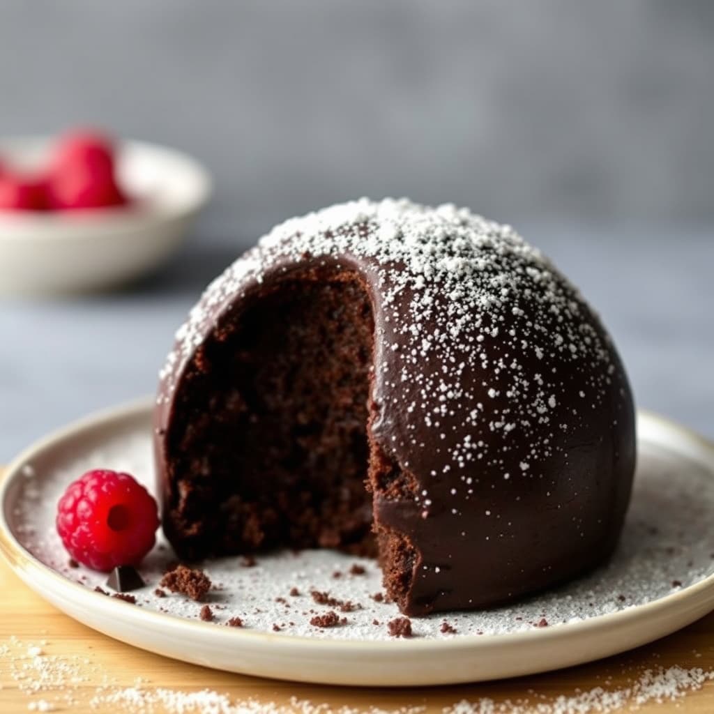 Kakao-berørt mørk sjokoladebombe