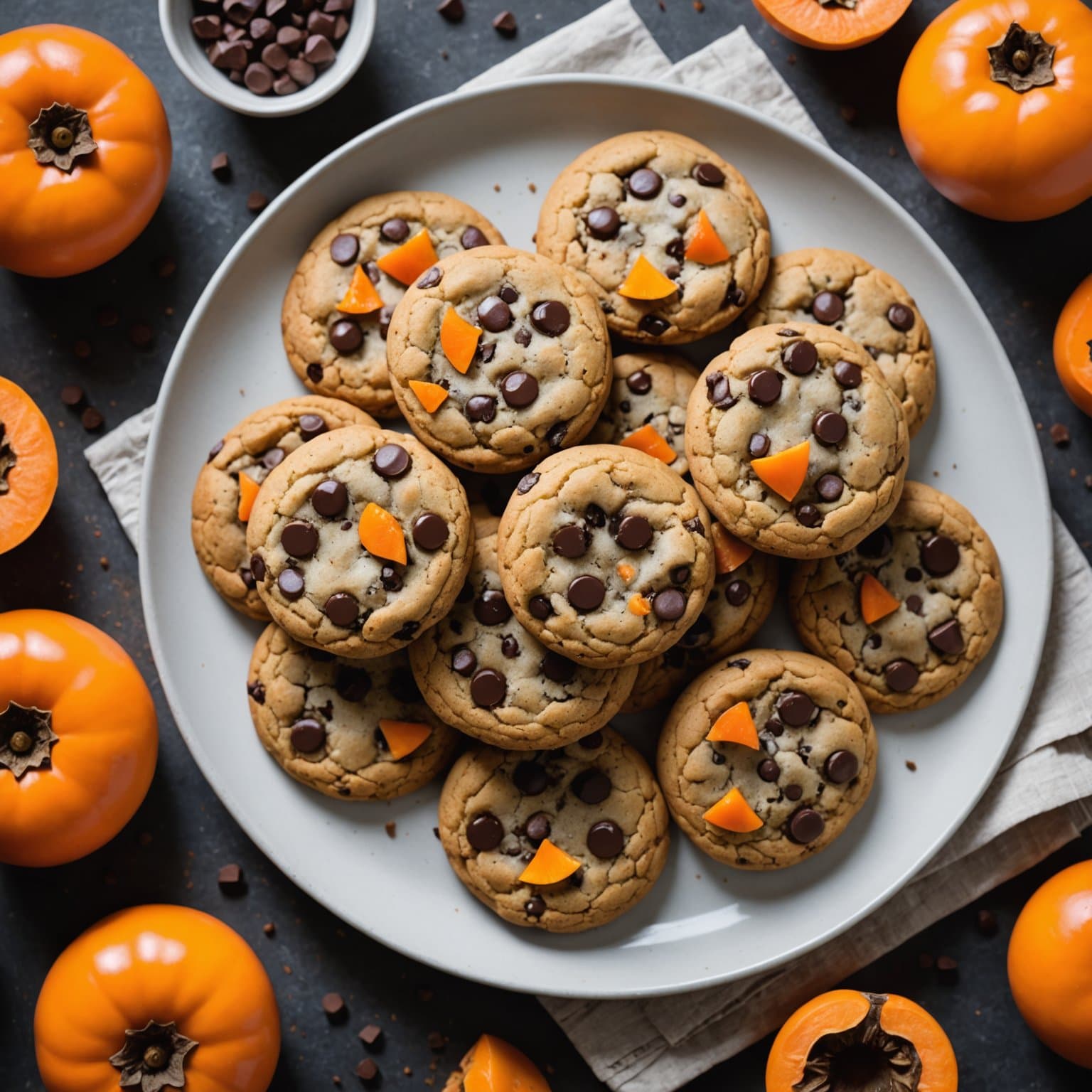 Kakemenn med persimmon og sjokoladebiter