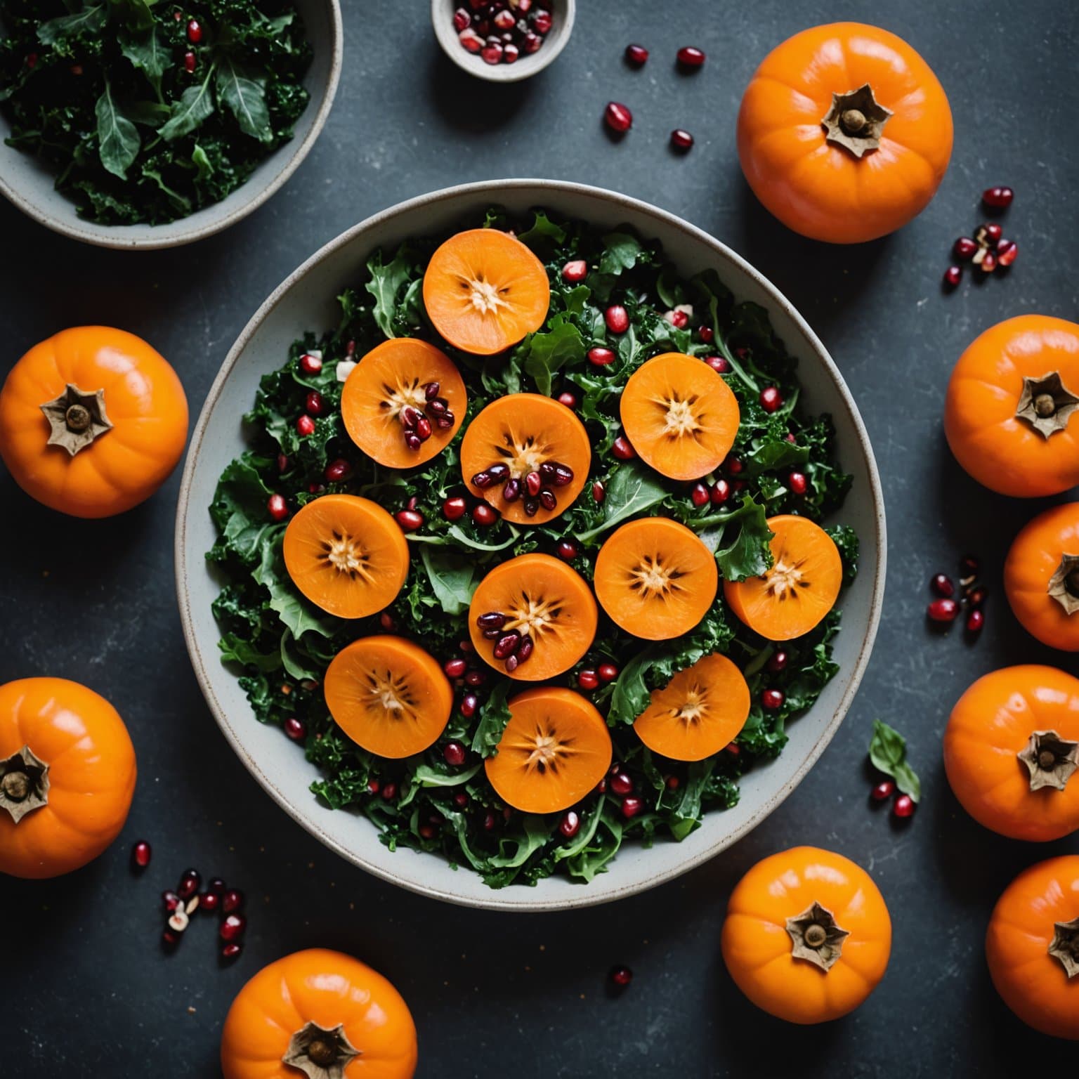 Kaki-, granateple- og massertekålssalat