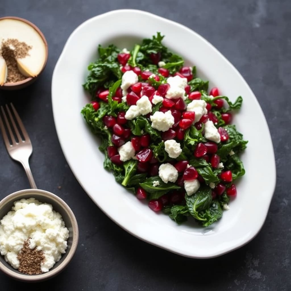 Kål med granateplesaus og ricotta salata