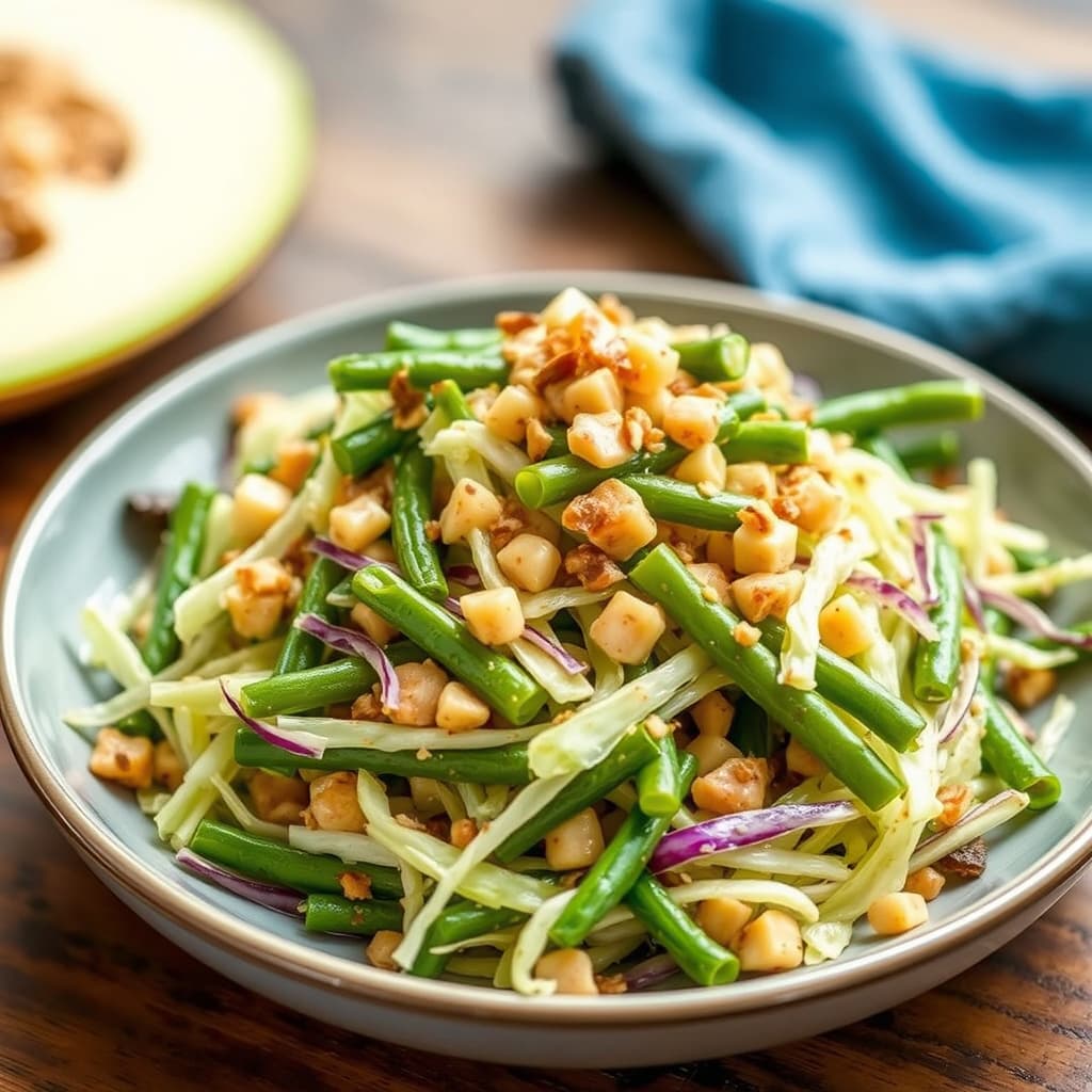 Kål- og grønne bønnesalat