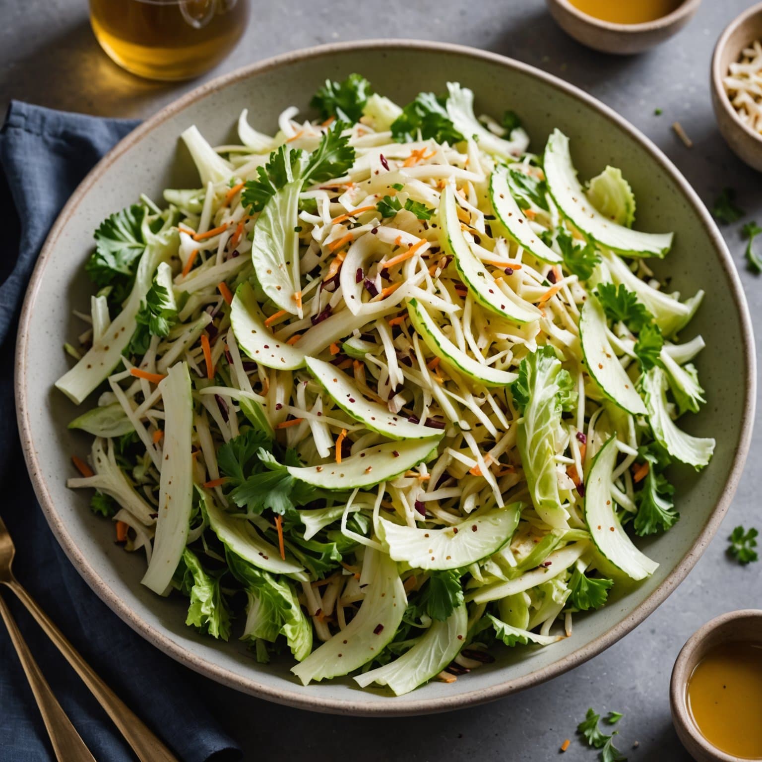 Kål- og sellerirotsalat med eplecider-Dijon-dressing