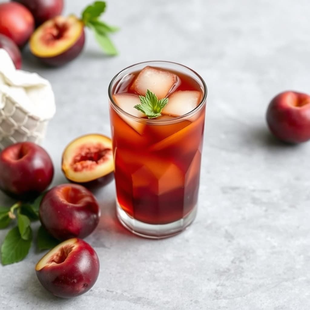 Kald brygget plomme-iced-te