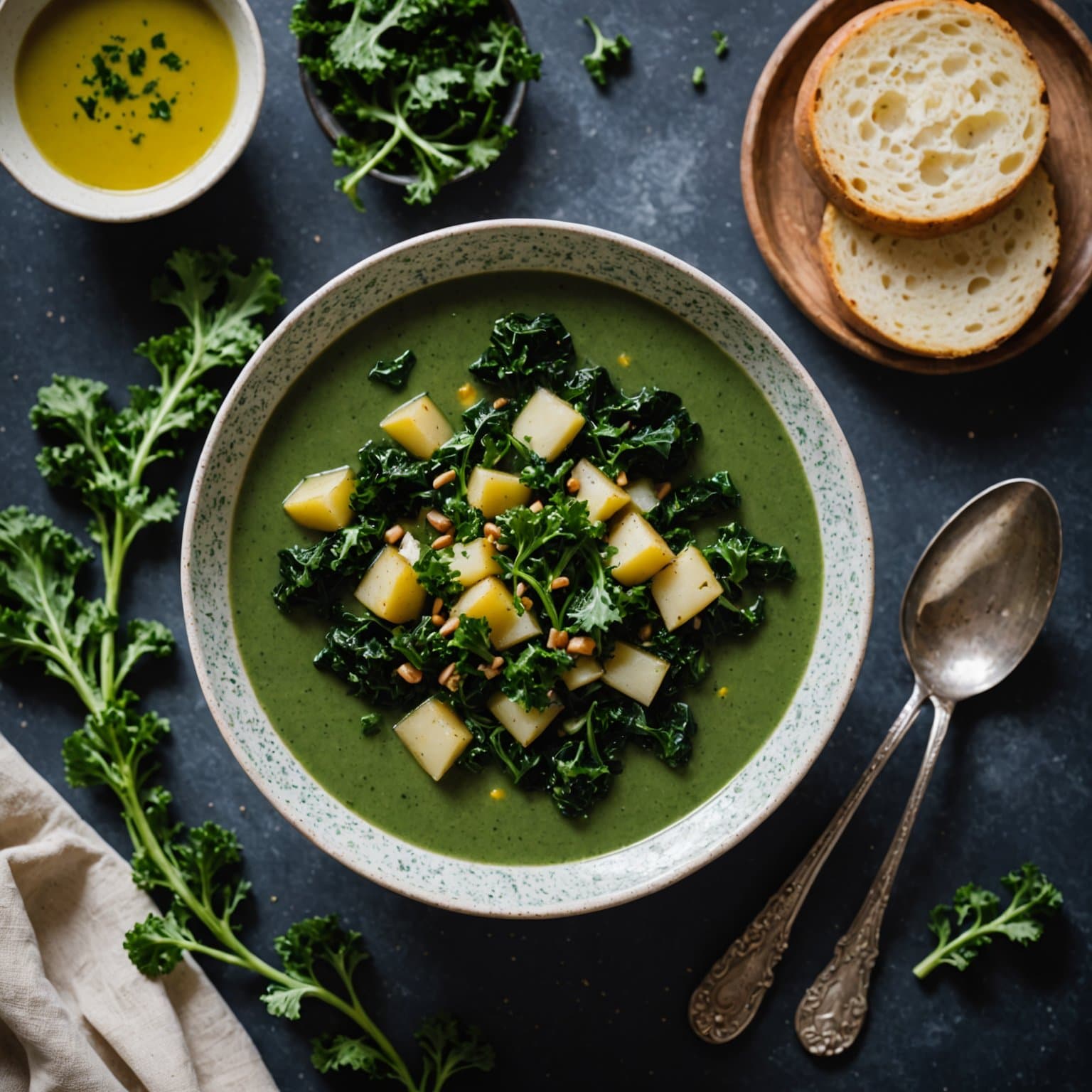 Kald grønnkål- og potetsuppe