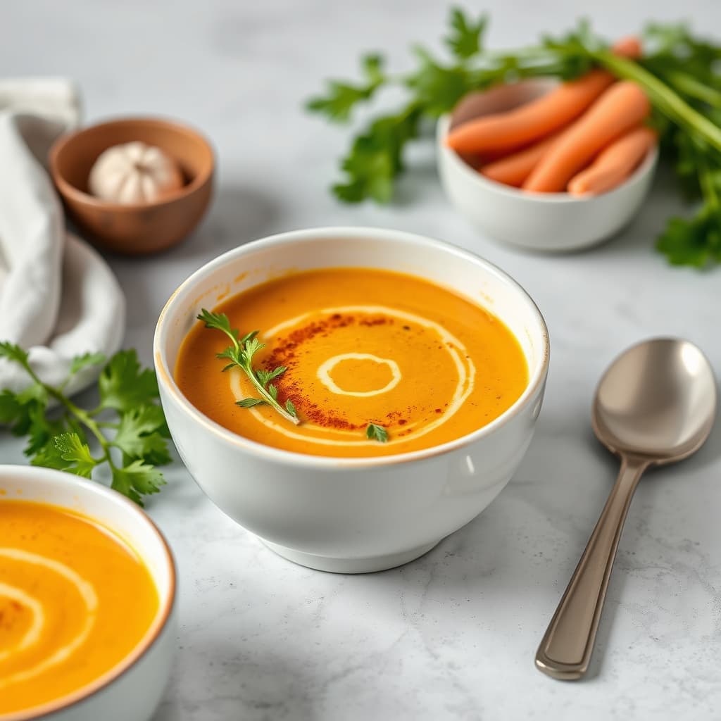 Kald, krydret gulrotsuppe med karri