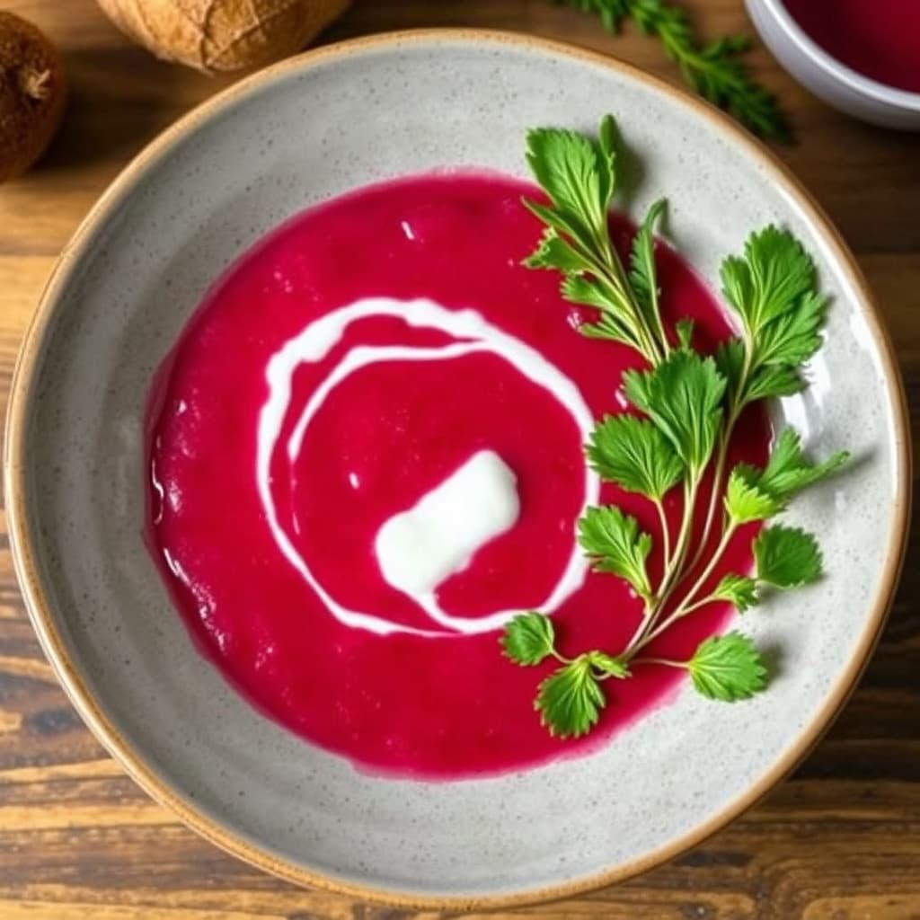 Kald rødbetsuppe med dillkrem