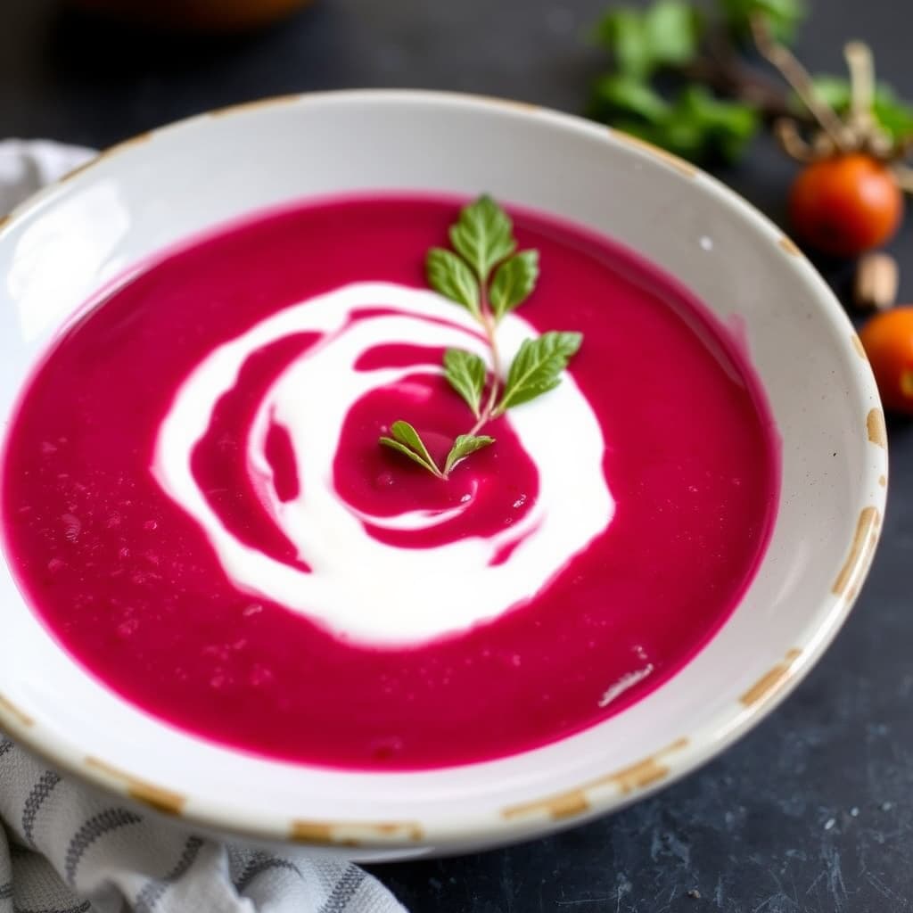 Kald rødbetsuppe med rømme