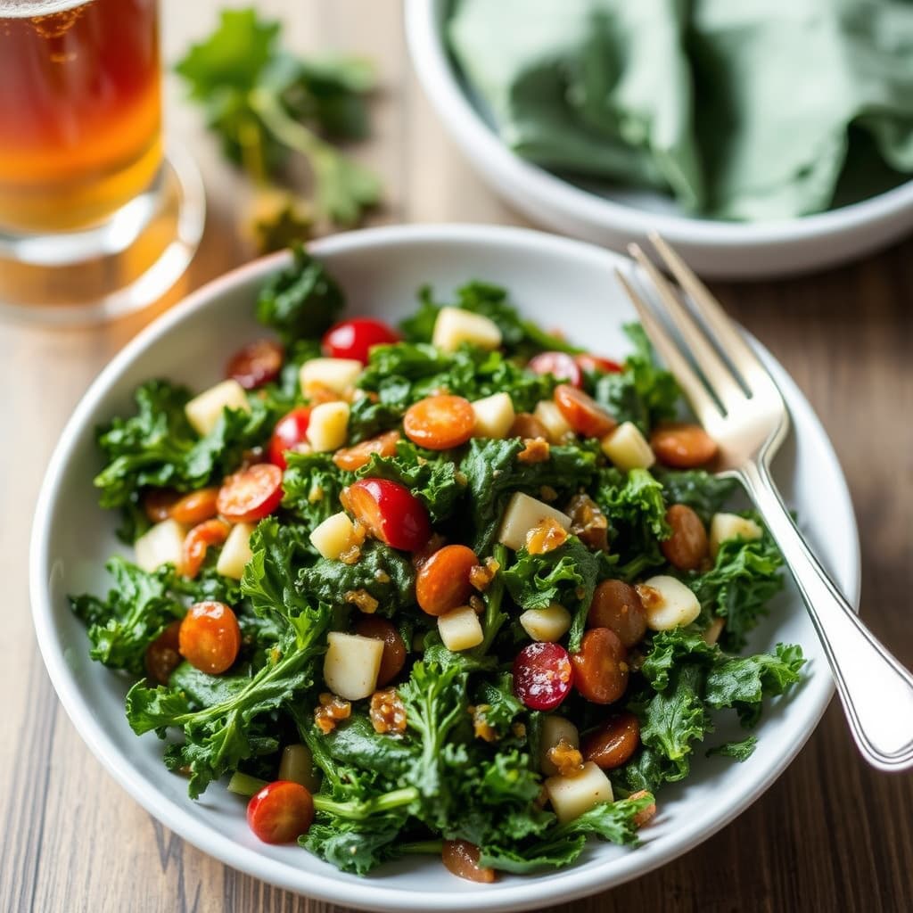 Kale salat med amber ale-vinaigrette