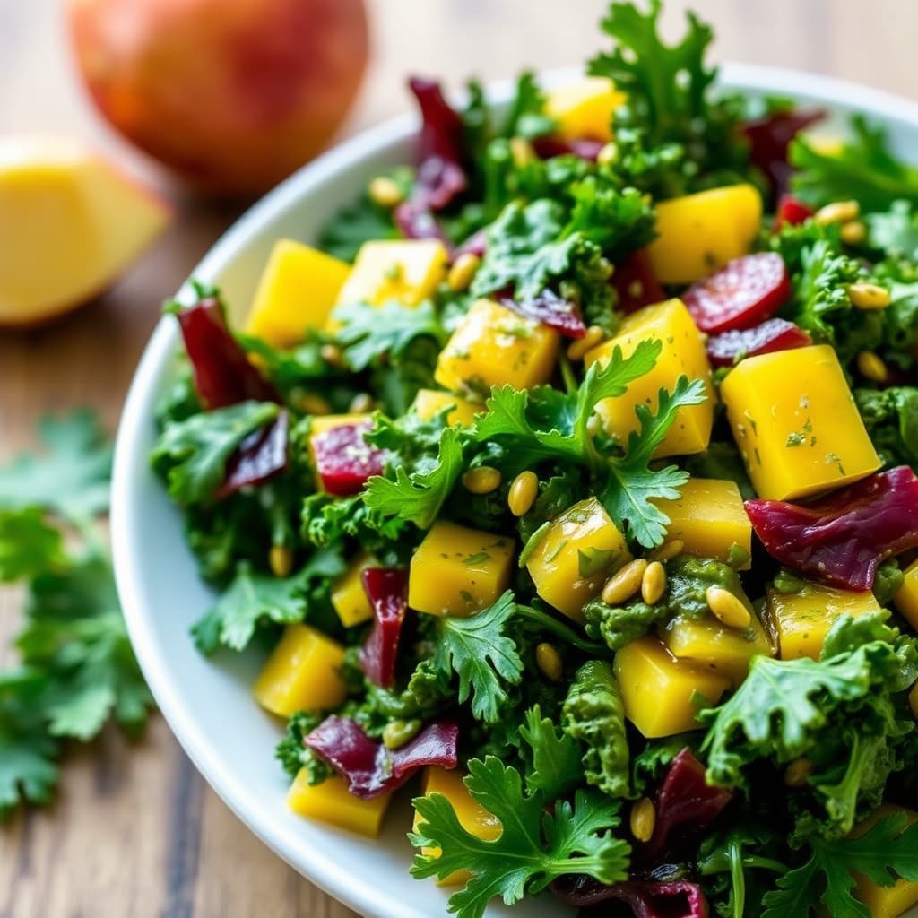 Kale salat med mangovinagrette