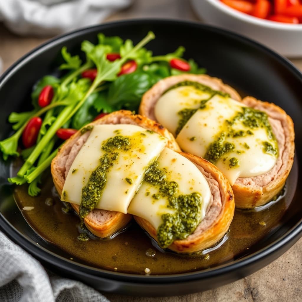 Kalkunfilet med pesto og provoloneost