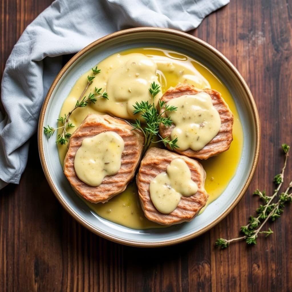 Kalvekjøttkoteletter med timian-smørsauce