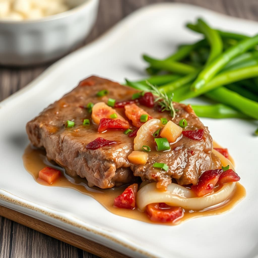 Kalveskinn med bacon og løk