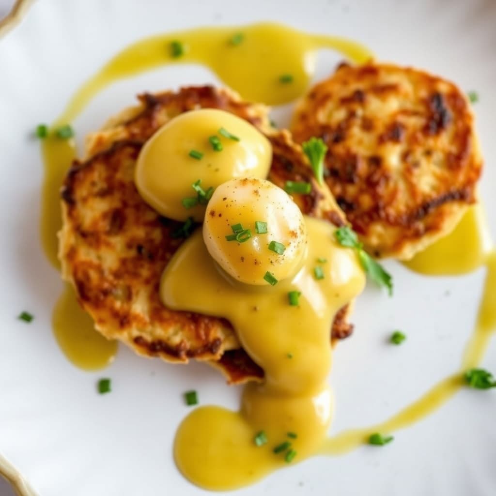 Kamskjell- og fennikelpannekaker med sennepssaus