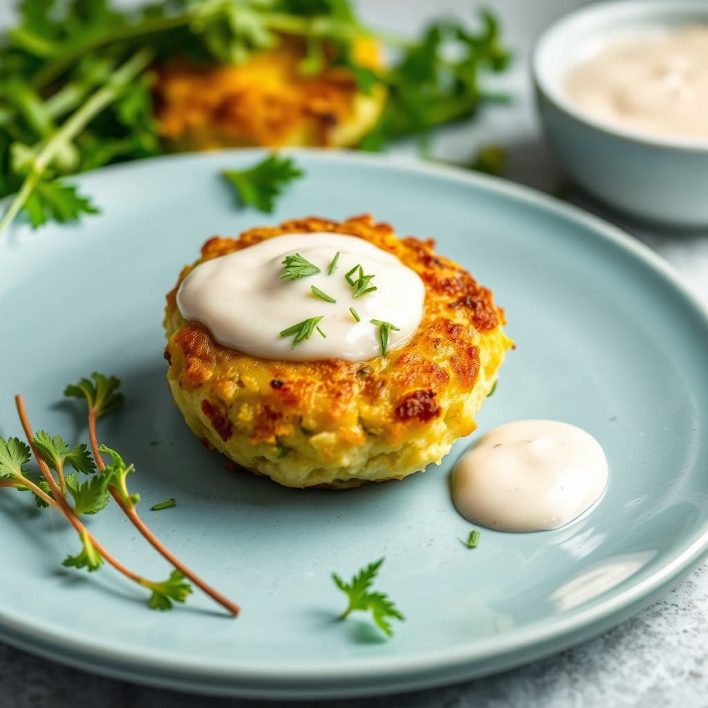 Kamskjellkaker med estragon, grønne paprika og tartarsaus