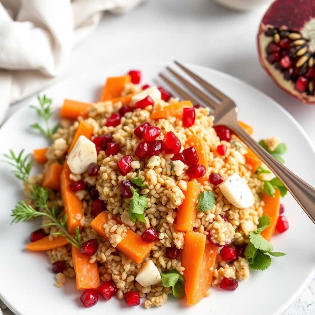 Kamut-salat med gulrøtter og granateple