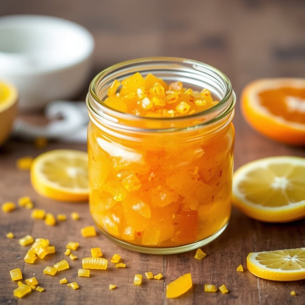 Kandisert appelsin- og sitronskall