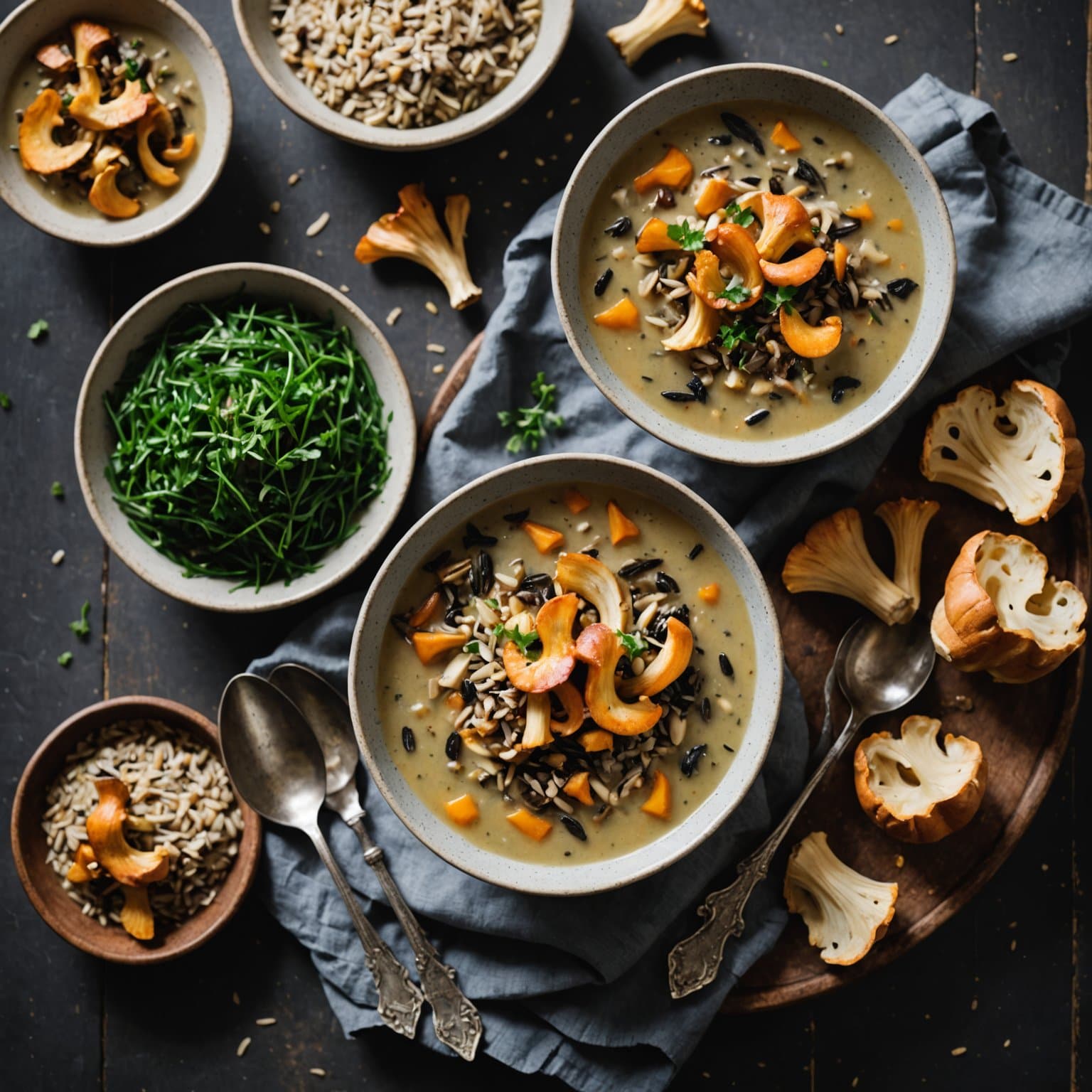 Kantarellsuppe med villris