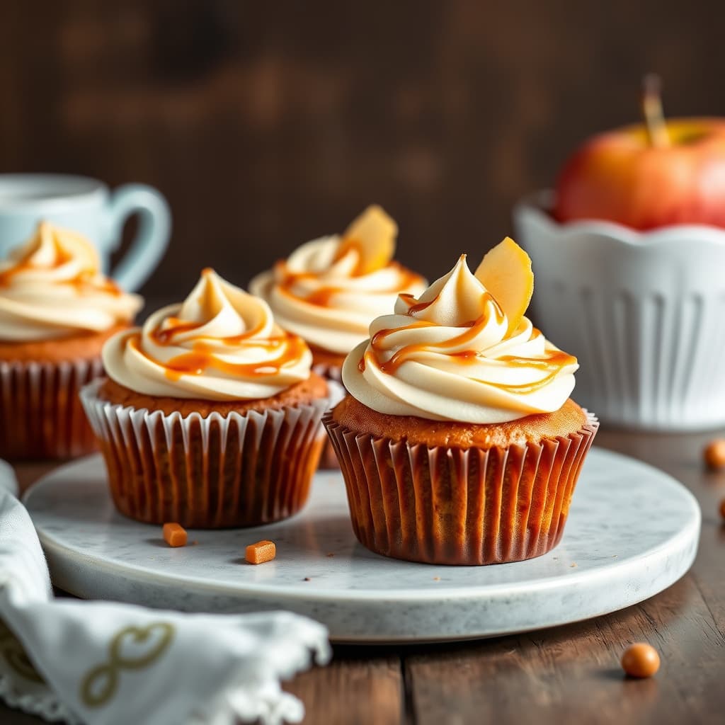 Karamell- og eplecupcakes
