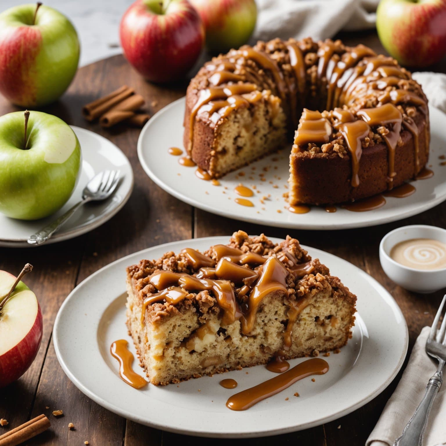 Karamell- og eplekaffekake