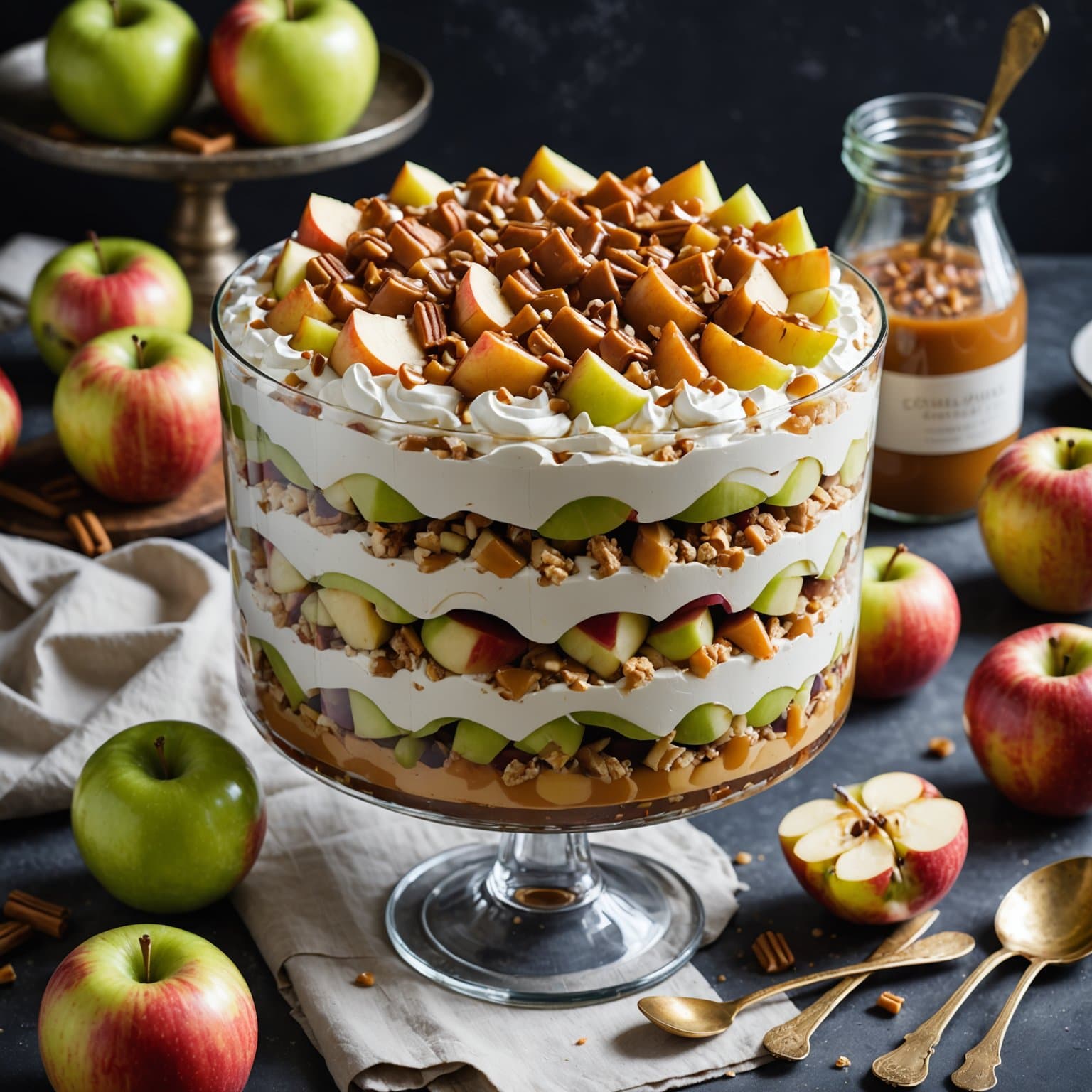 Karamell- og eplekake i lagkasse