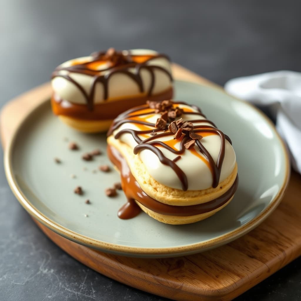 Karamell- og sjokoladeeclairs