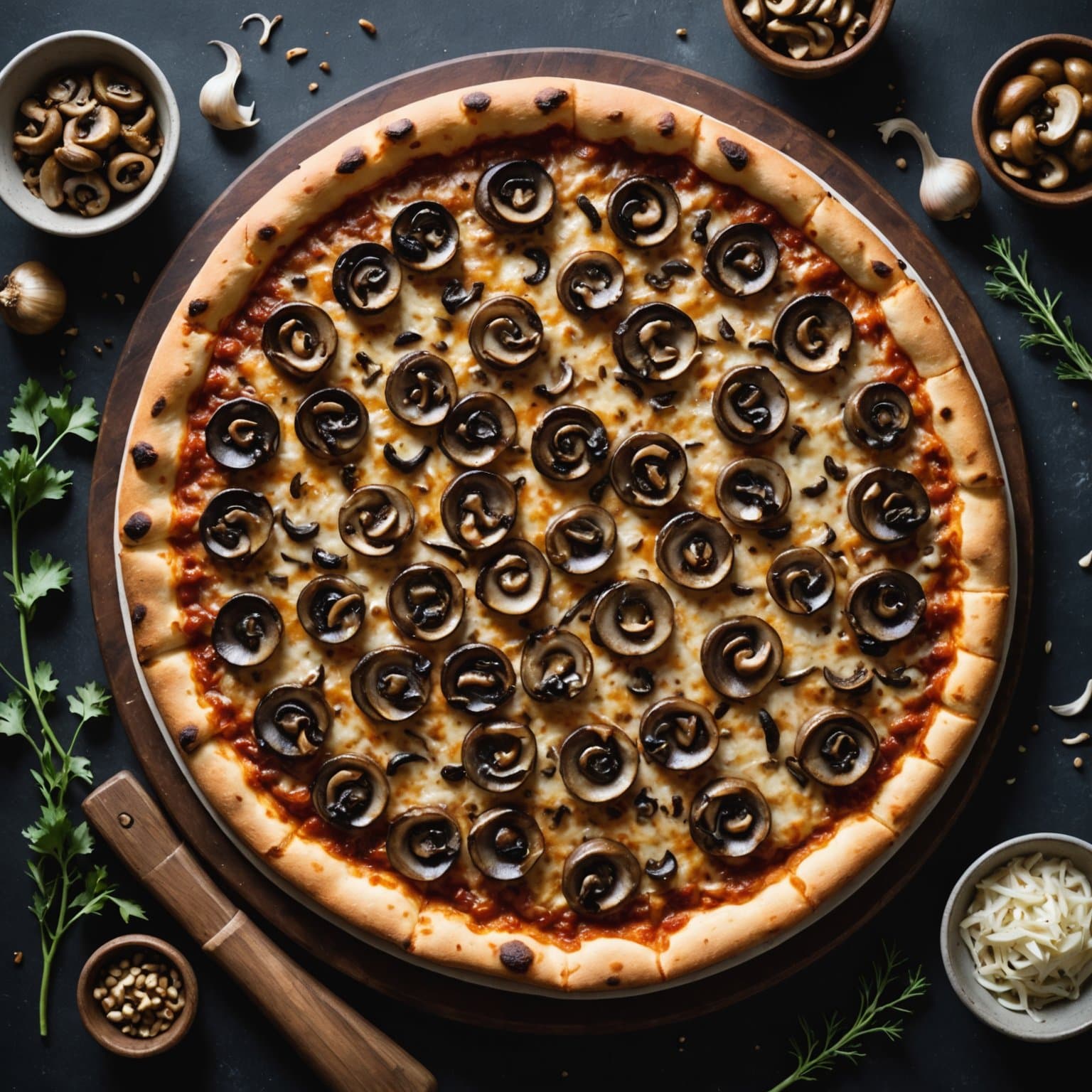 Karamellisert løkpizza med sopp