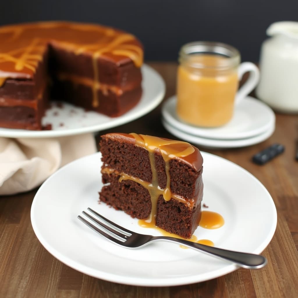 Karamellisert melk sjokoladekake med saltet smak