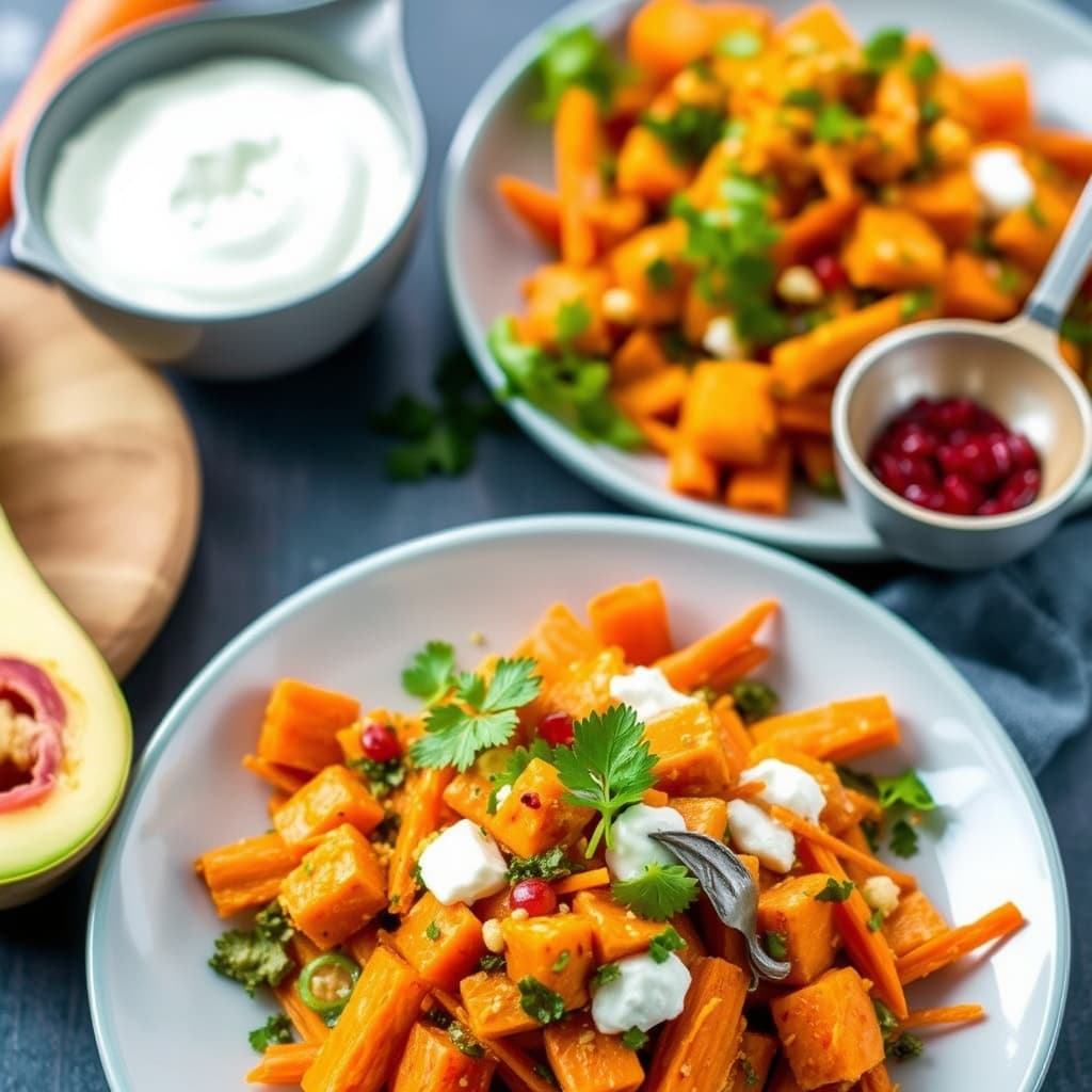Karrifarget gulrotsalat med fettfri yoghurt