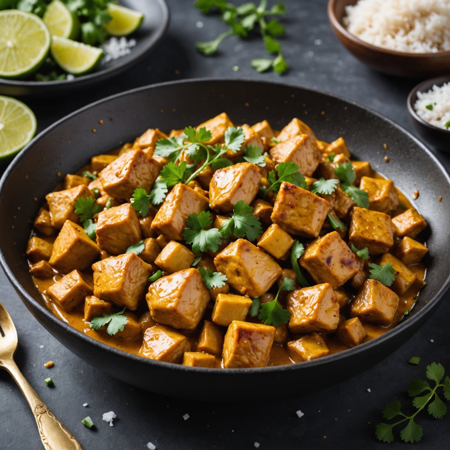 Karrisauteerte kyllingbiter med kokosmelk