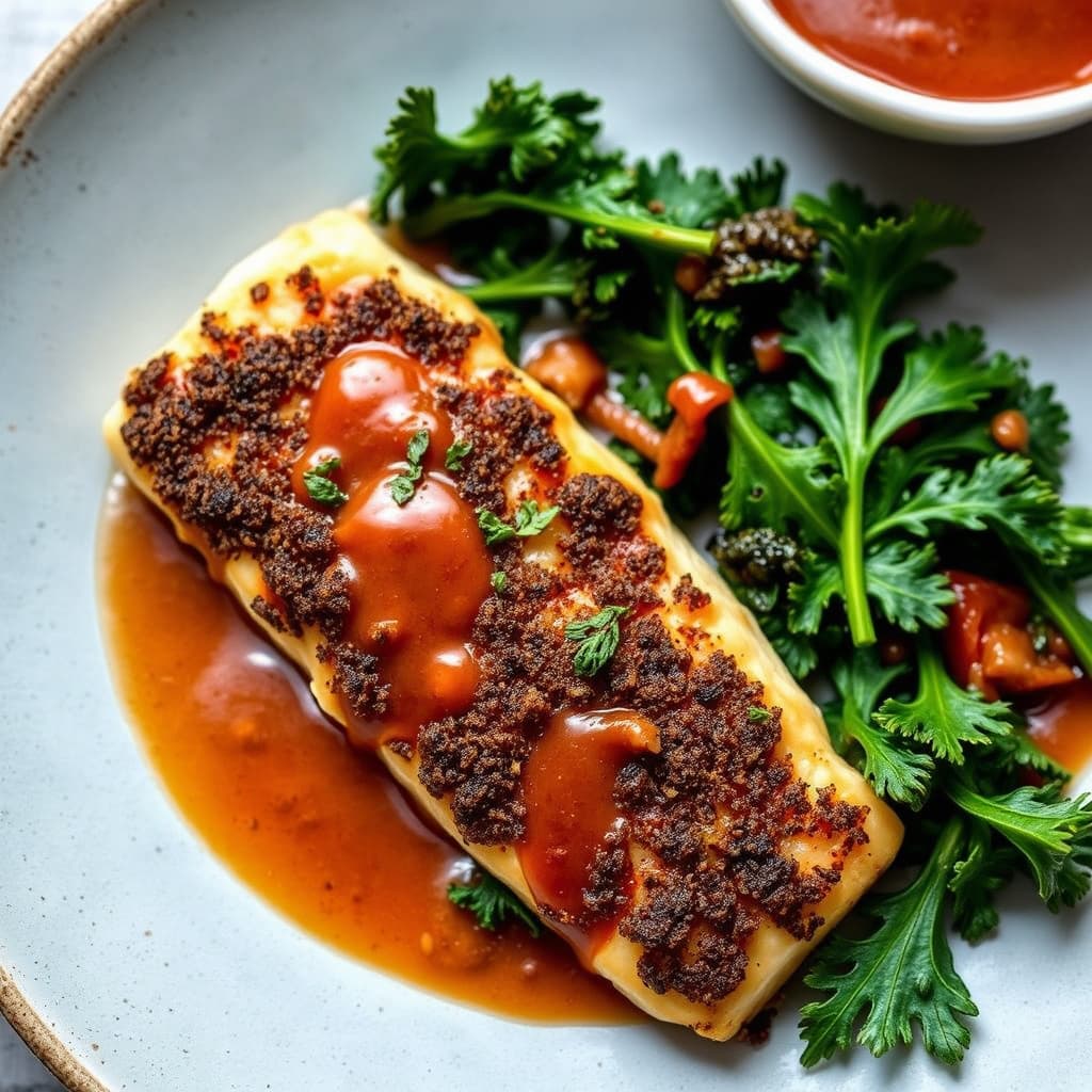 Kattfisk med sprøkål og cajunsaus