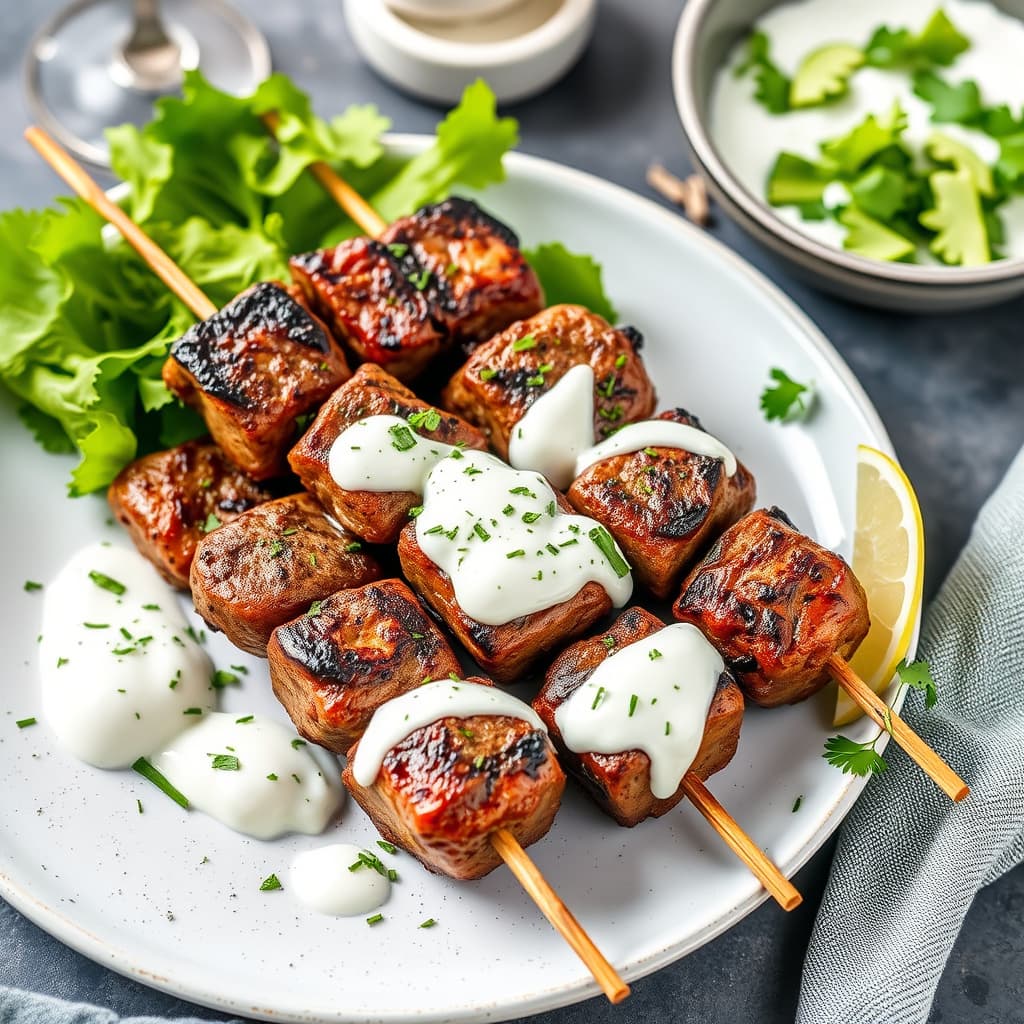 Kebaber av lam med urter og yoghurtssaus