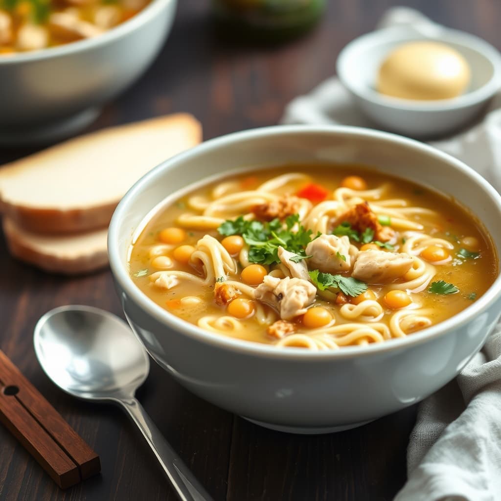Kikert- og kyllingnudelsuppe