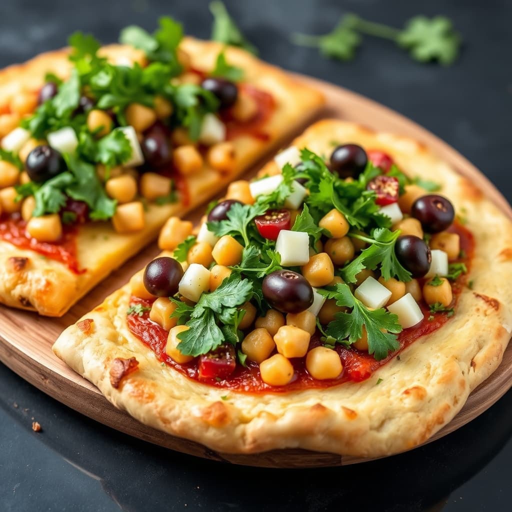 Kikertflatbrød med persille-olivsalat
