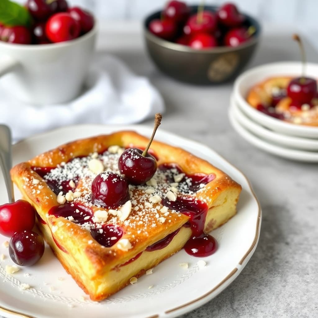 Kirsebær- og mandel-dutch baby