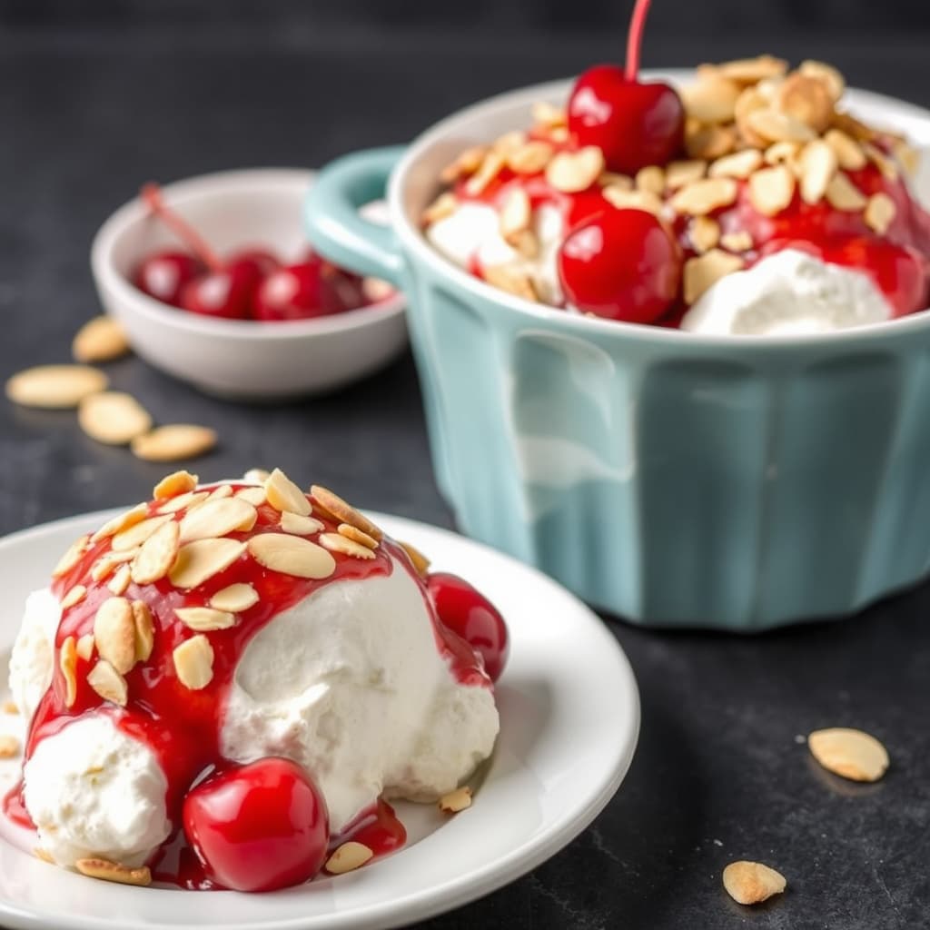 Kirsebær- og mandelsundae