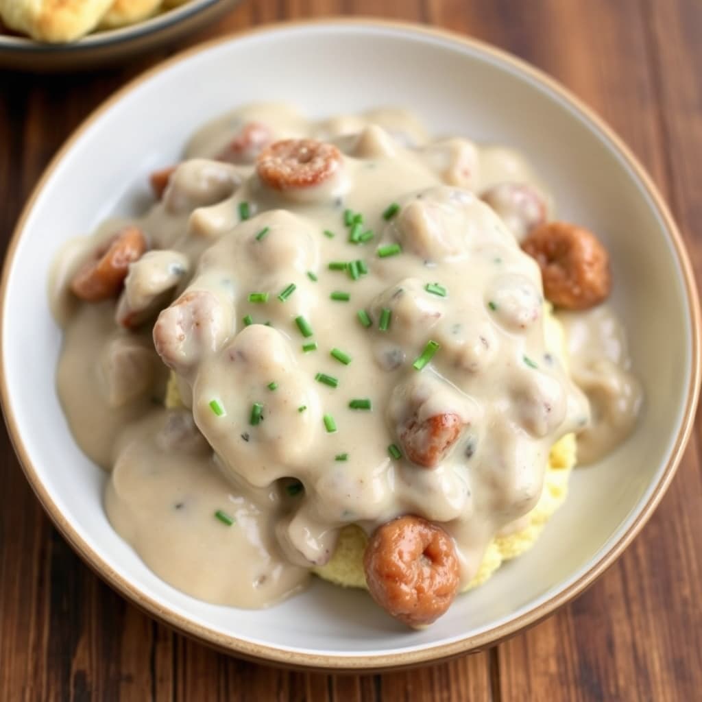 Kjeks med kulturmelk og pølsesaus