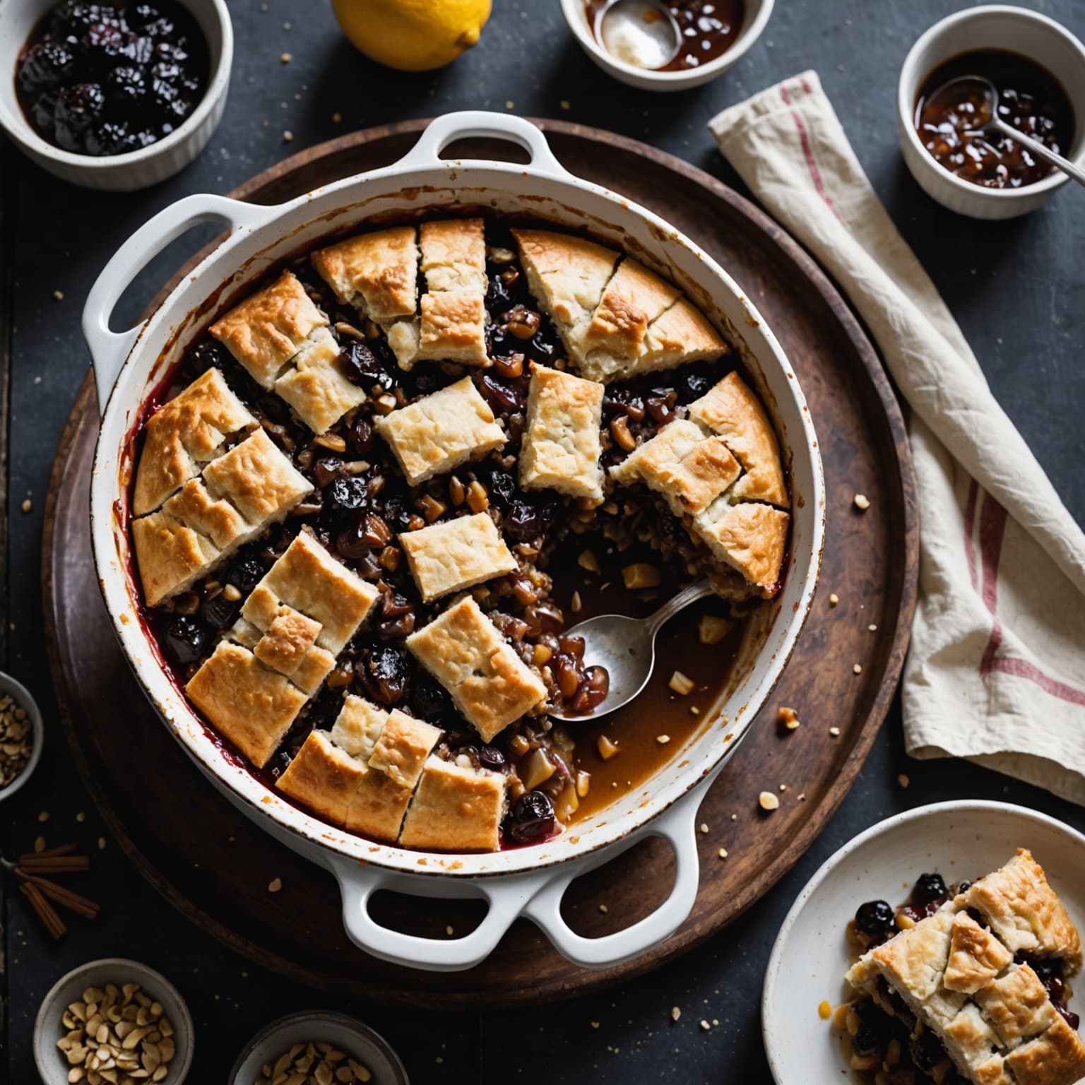 Kjøttdeig-pai med fruktfyll