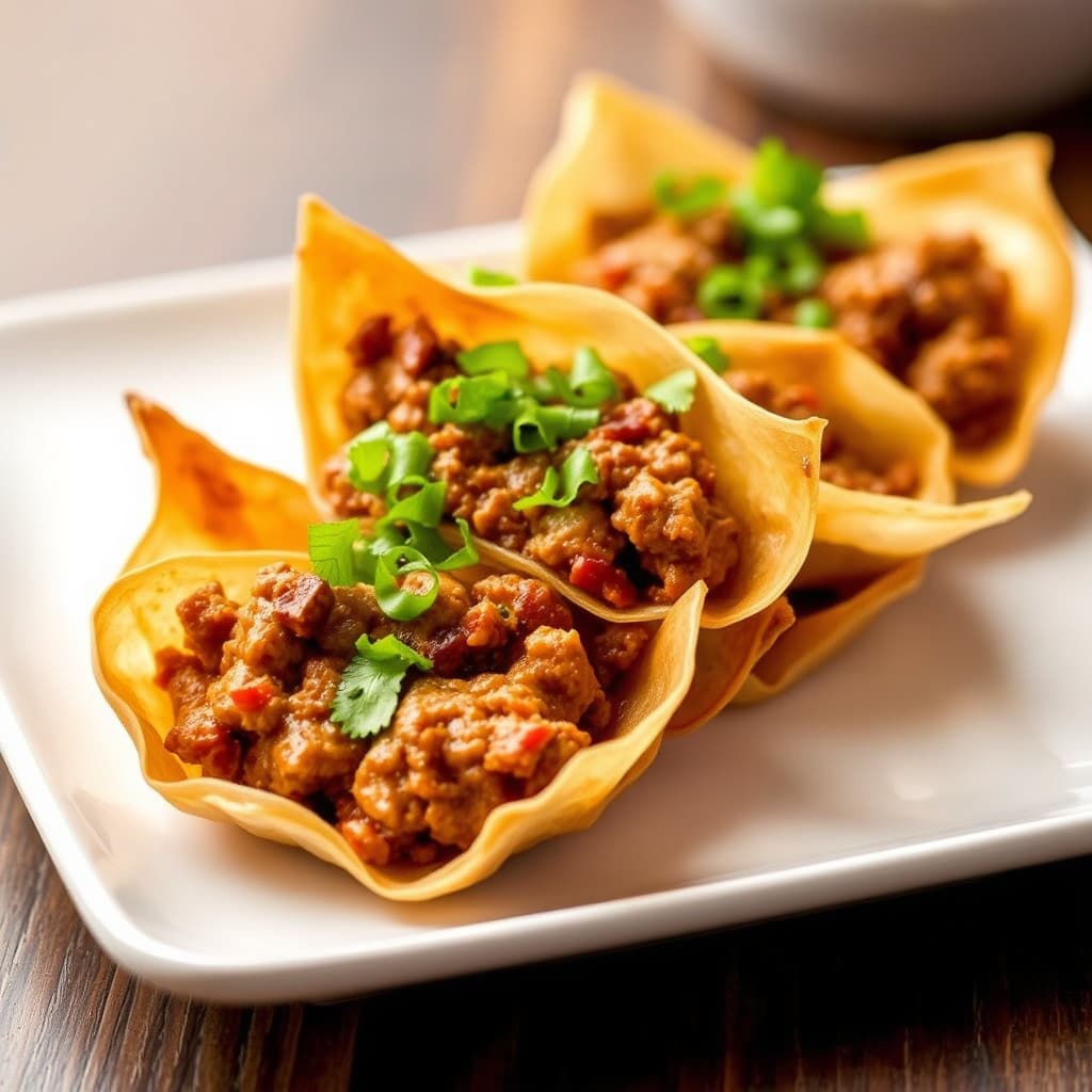 Kjøttfylte wonton-omslag