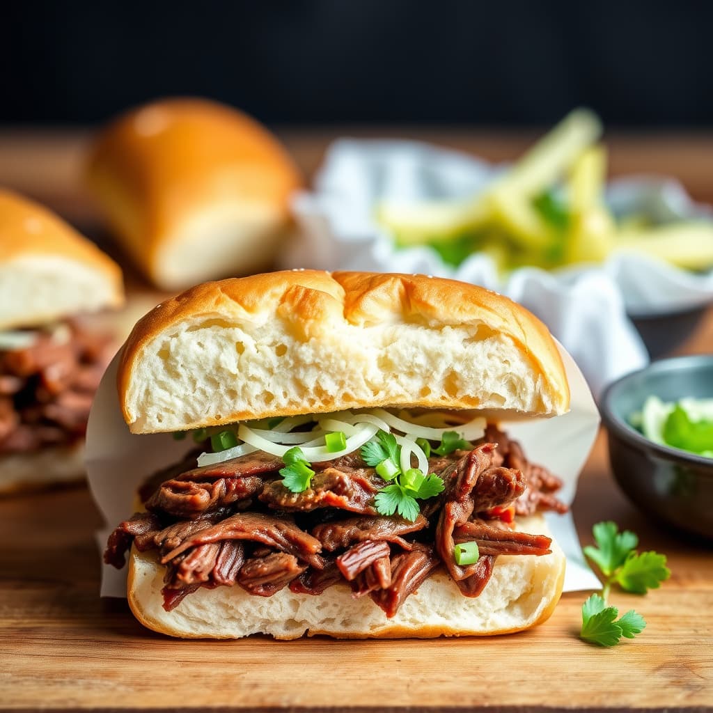 Kjøttkaker med kniv og gaffel – brisketsandwiches