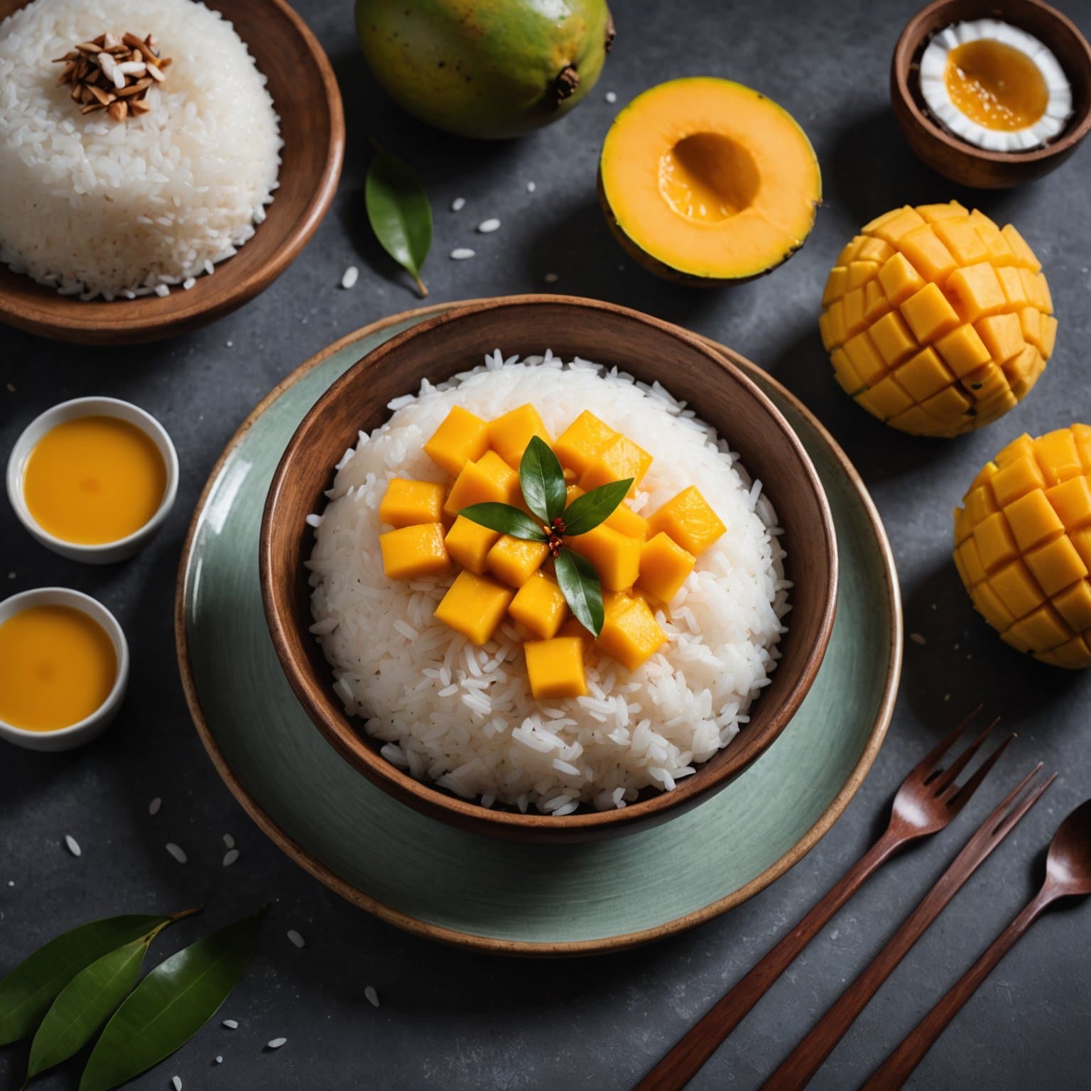 Klebrig ris med kokosmelk og mango